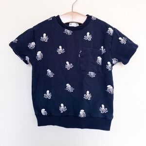 Miles the Label‎ Octopus Print Pocket Sweatshirt Tee Navy Organic Cotton Kids 3Y